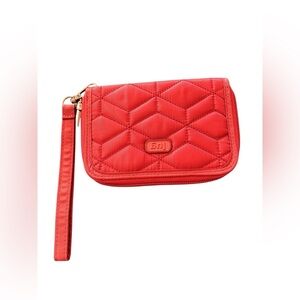 Lug Rodeo Legacy Zip A Round Dark Red Wristlet Wallet Quilted Logo Pockets ID
